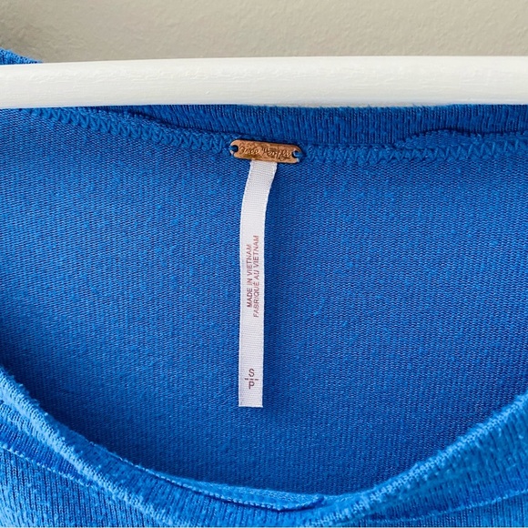 Free People Pullover Long Sleeve Crop Top Blue Sz Small - Picture 4 of 9